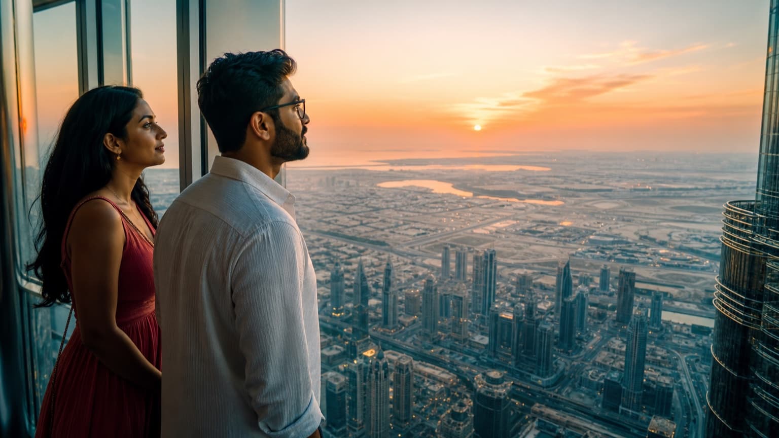 Panoramic Dubai skyline viewed from above