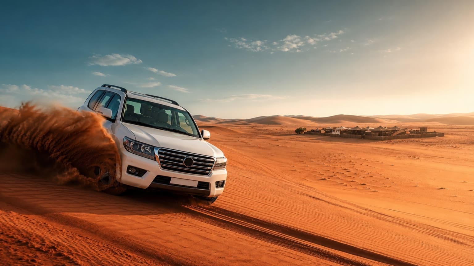 Sunset dune bashing shot - Dubai Desert Safari Guide