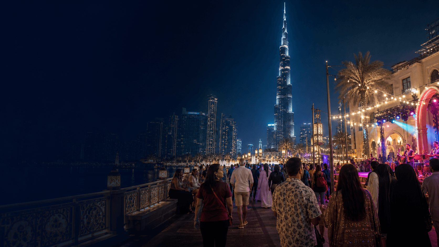 Dubai events and evening entertainment near Burj Khalifa